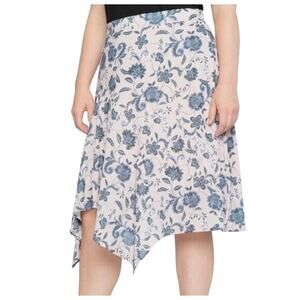 Eloquii Pink Floral Asymmetrical Midi Skirt - Plus Size 24